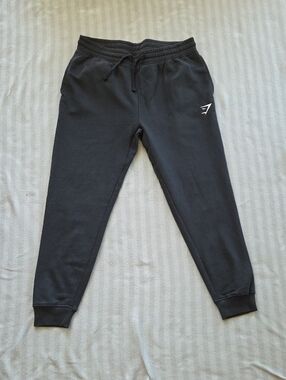 Gymshark Black Jogger Pants with White Logo